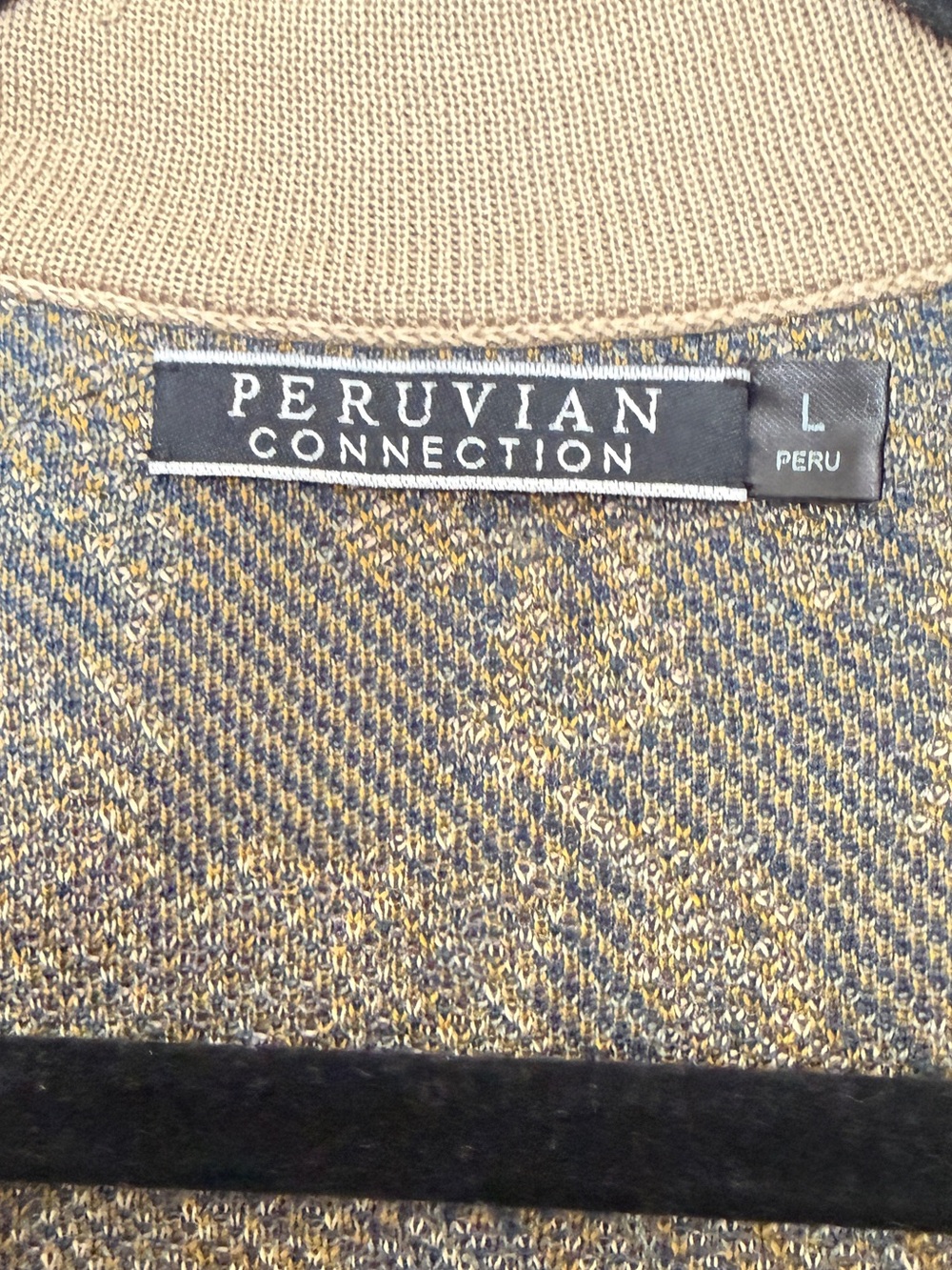 Peruvian Connection Pima Cotton Floral Jacquard Tapestry Cardigan L - Picture 6 of 10